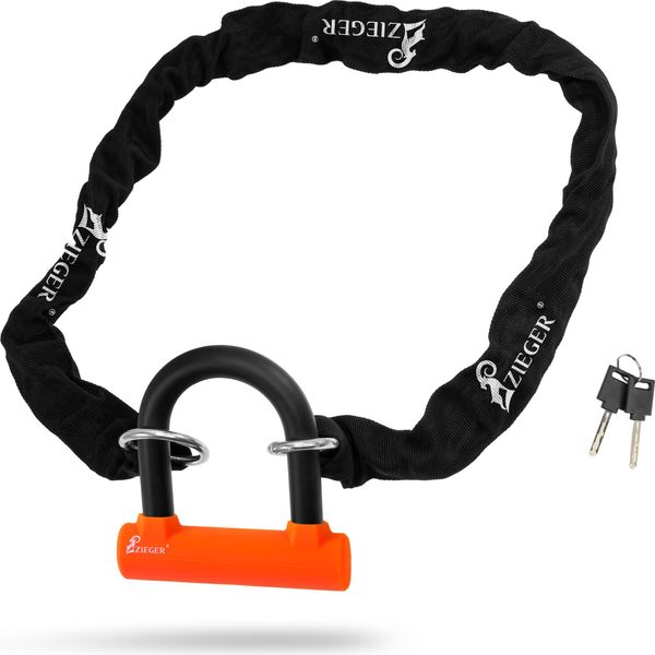 Zieger U 1010 Lucchetto Per Bicicletta Con Catena Da 100 Cm Lucchetto A U Con Rivestimento In Silicone-image