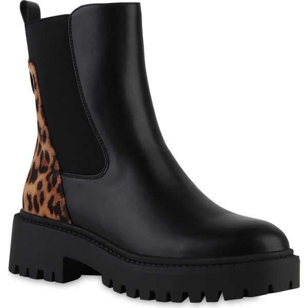 Van Hill Stivaletti Classici Leggermente Foderati Da Donna Scarpe Con Suola Profilata 841833, Colore: Nero Leopardo, Taglia: 37-image