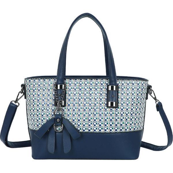Gallantry, Shopper Strutturata Da Donna Con Motivo A Quadri E Tracolla, Blu-image
