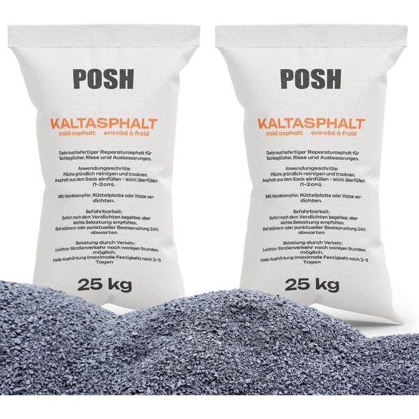 Posh Asfalto A Freddo 50 Kg Miscela Bituminosa 0-8 Mm, 2 X 25 Kg-image