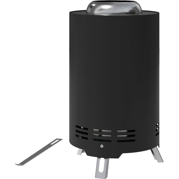 Braciere Ø16X25Cm In Acciaio Inox Braciere Con Attizzatoio Braciere Senza Fumo Braciere Per Giardino, Balcone Terrazza, Barbecue All'aperto Campeggio Nero Aosom-image
