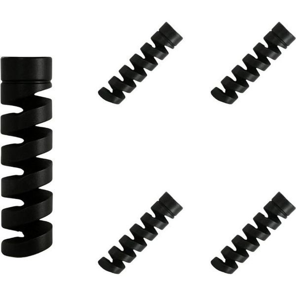 Inf Protezione Spirale Cavo Dati Anti-Piegatura, Salva Cavo Silicone, 5 Pezzi Nero-image