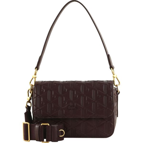 Lacoste Pelle Borsa A Tracolla Borsa A Tracolla Maheki Flap Crossover Bag Fudge Marrone Scuro-image