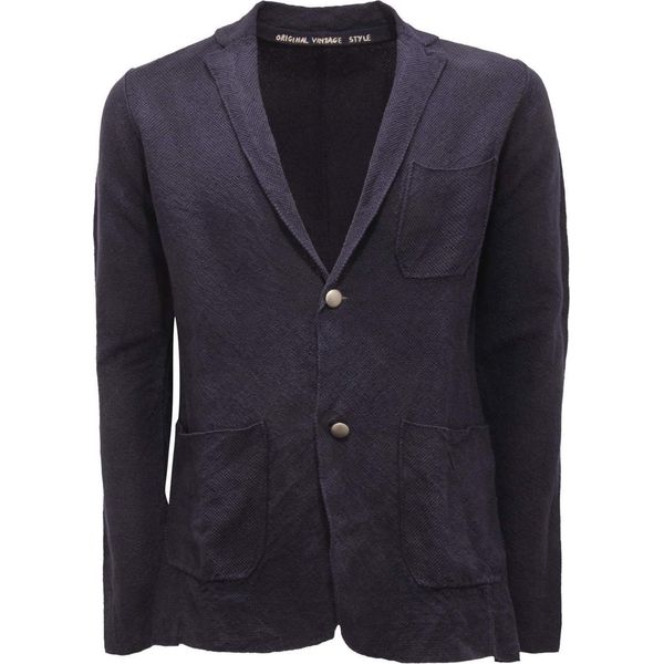 2386AT Giacca Uomo Original Vintage Style Man Linen Blend Jacket Blue-image