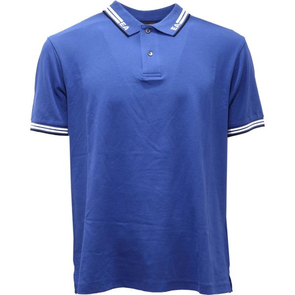 1077AH Polo Uomo Emporio Armani Royal Blue Cotone Polo Shirt Man-image