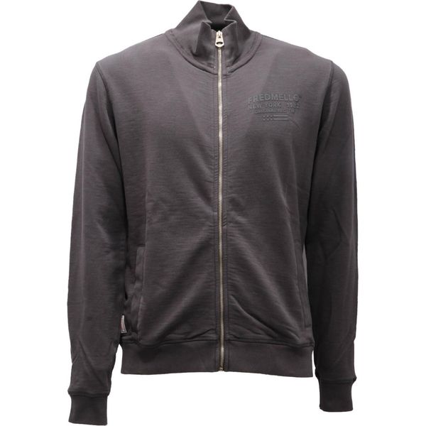 3738AH Felpa Uomo Fred Mello Grey Garment Dyed Full Zip Sweatshirt Man-image