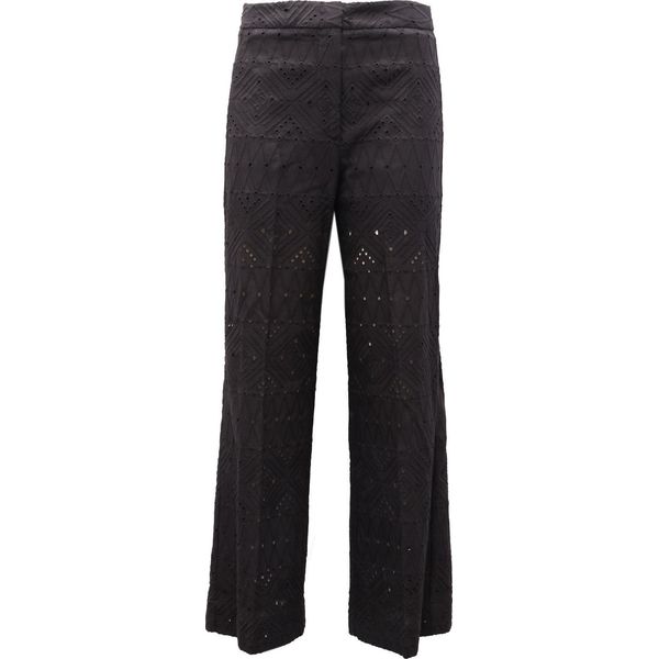 3823AG Pantalone Donna Seventy Black Cotone Embroidery Perforated Trouser Woman-image