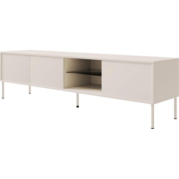 Selsey Modity - Mobile Tv A 3 Ante Con Ripiano In Vetro E Illuminazione, 175 Cm, Grigio Cashmere-image