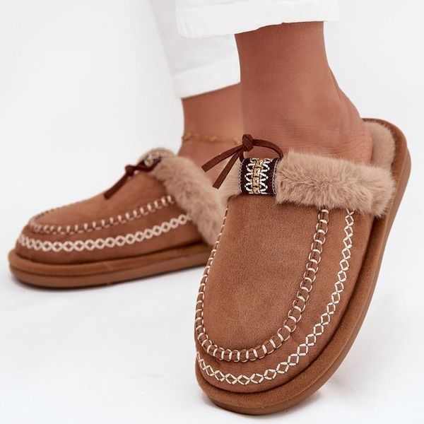 Pantofole Foderate Da Donna Pantofole Isolate Pantofole Slip On Erlom Brown Taglia 36/37-image