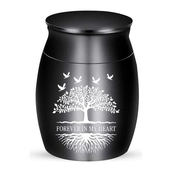 Elegante Mini Urna Per Ceneri - 30 Ml - 40X30 Mm - Urna Commemorativa Per Animali E Persone - Nero-image