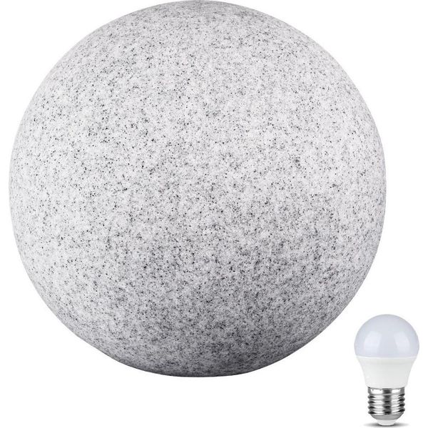 Lampada A Globo Da Esterno In Pietra Granitica Ø30Cm Con Lampadina Led 4,5W E27 Colore Neutro 470Lm Stono Kanlux-image