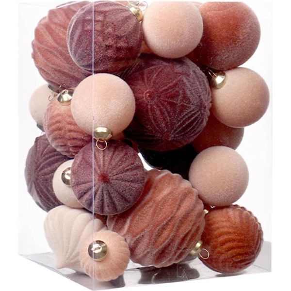 Set Di 35 Pezzi Di Decorazioni Natalizie In Velluto, Decorazioni Per L'albero Di Natale Da Appendere, Decorazione Natalizia Per La Casa-image