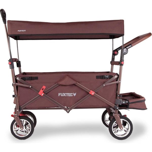 Carrello Pieghevole Giardino Fuxtec FX-CT800 Con Tettuccio Parasole Marrone Braun-image