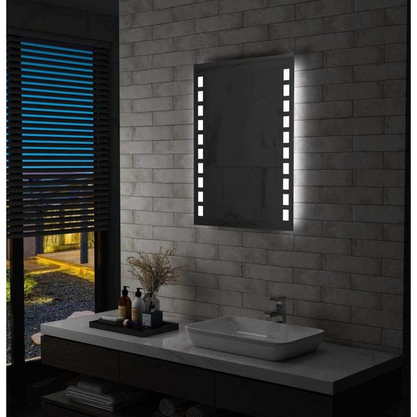 The Living Store Specchio Da Parete Per Bagno Con Led 60X80 Cm-image