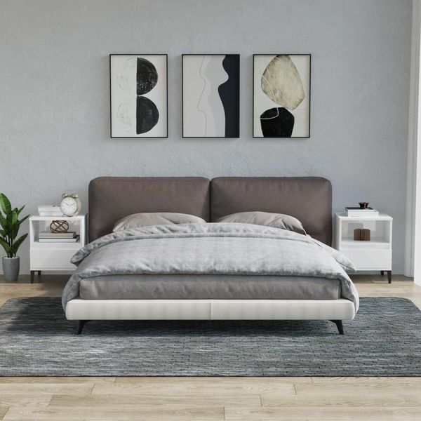 The Living Store Comodini 2 Pz. Bianco Lucido 40X35X50 Cm-image