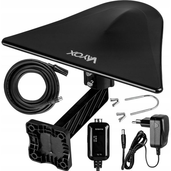 Antenna Esterna Vayox Digiactiv VA0023 | 4G, Lte, Fm | Vhf, Uhf | DVB-T/DVB-T2 | MUX8 | 28Db | Nero-image