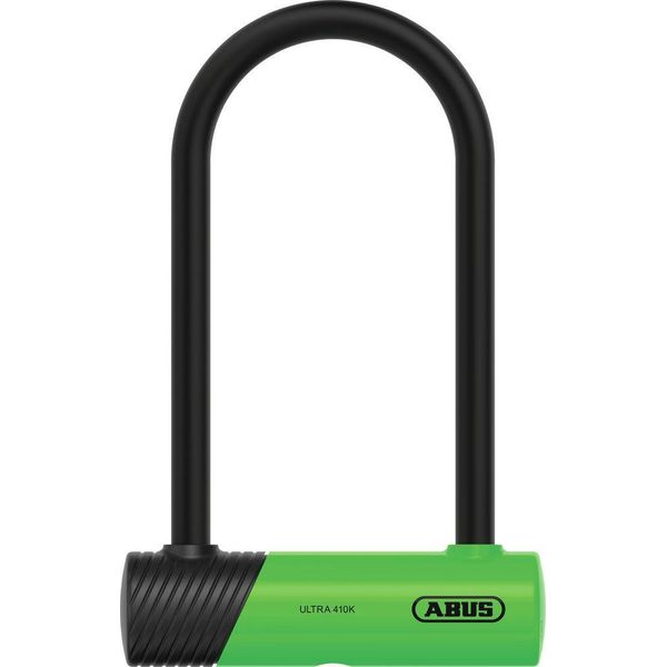 Abus U-Lock 410K Ultra Per Biciclette Ed E-Scooter - Lucchetto Per Biciclette Pratico E Robusto Con Pratico Supporto Per Il Trasporto - Accessori Per Biciclette - Variante 150HB180 - Grillo Alto 180 Mm - Verde-image