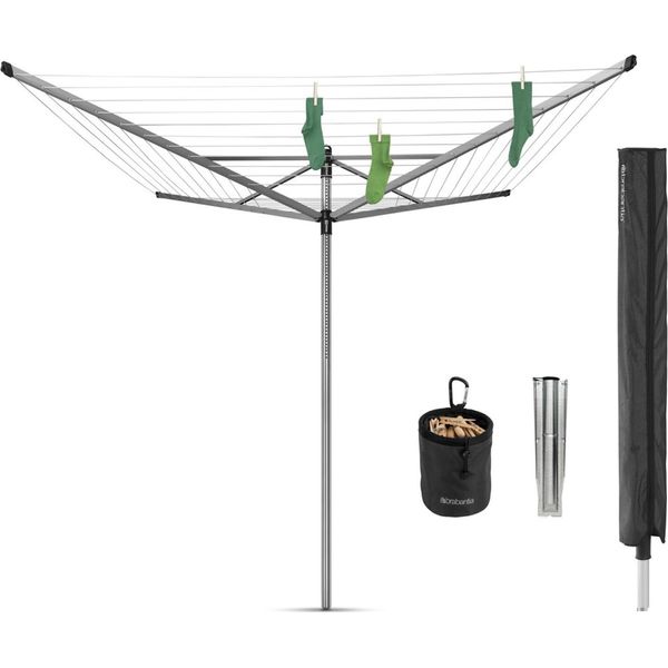 Essiccatoio Da Giardino Lom Advance 60M, Copertura, Supporto In Metallo, Borsa Con Pioli, Grigio-image