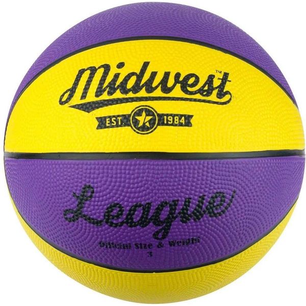 Pallone Da Basket Midwest Giallo-Viola Misura 3 - Pallone In Gomma Per Interni Ed Esterni-image