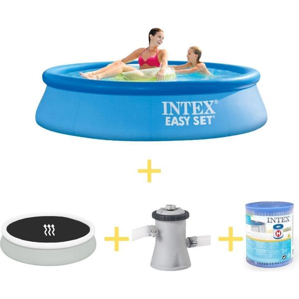 Piscina Intex Easy Set - 244 X 61 Cm - Inclusa Vela Solare, Pompa E Filtro-image
