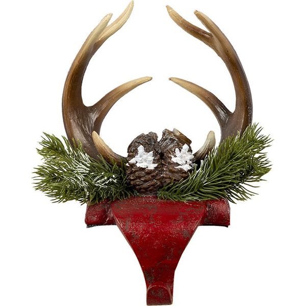 Clayre & Eef Corna Natalizie All'uncinetto 18X24X15 Cm Rosso Marrone Poliresina-image