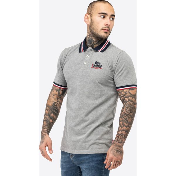 Polo Uomo Slim Fit Occumster Marl Grigio/Navy/Rosso M Lonsdale-image