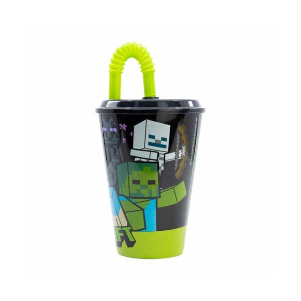 Tazza Per Acqua Nera Da 430 Ml Con Cannuccia Per Bambini - Tazza Per Bere Con Un Bel Motivo-image