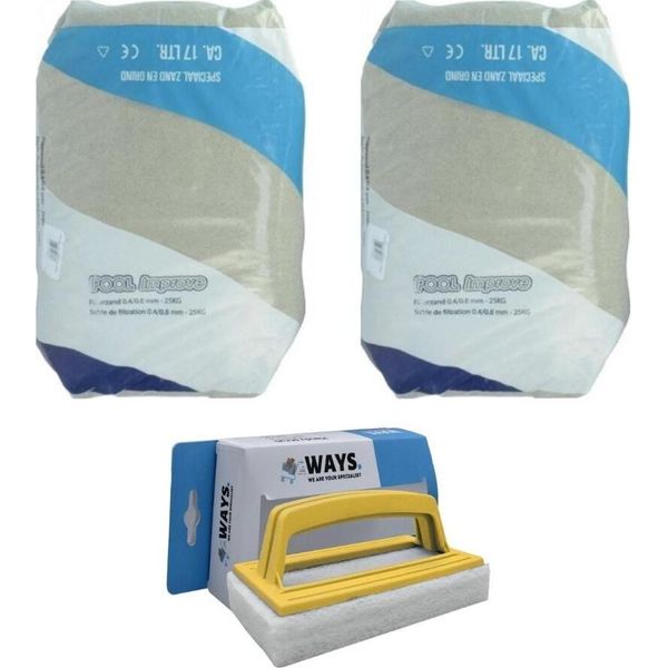 Pool Improve - Sabbia Filtrante Per Pompa Filtro - 50 Kg & Spazzola Ways-image