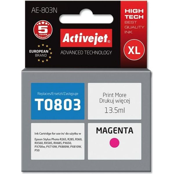 Activejet AE-803N Ink (Replacement For Epson T0803; Supreme; 13,5 Ml; Magenta)-image