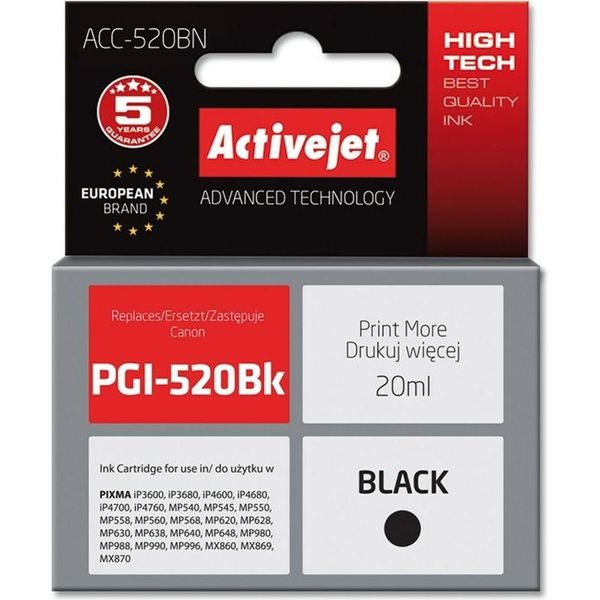 Activejet ACC-520BN Ink Cartridge (Replacement For Canon PGI-520BK; Supreme; 20 Ml; Black)-image