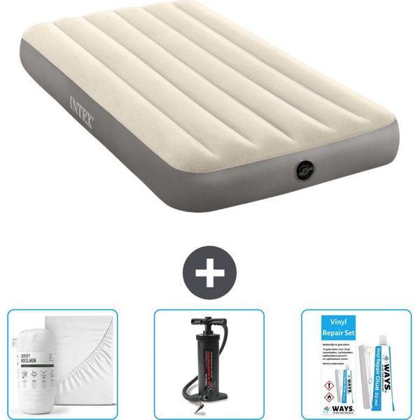 Lettino Intex - 1 Persona - 99 X 191 X 25 Cm - Beige - Include Lenzuola - Pompa E Kit Di Riparazione-image