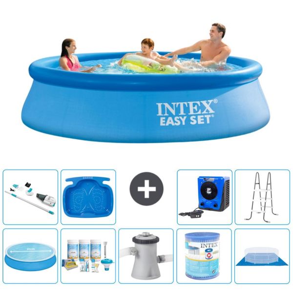 Piscina Gonfiabile Rotonda Intex Easy Set - 305 X 76 Cm - Blu - Include Tenda Da Sole - Pacchetto Manutenzione - Pompa Filtro Per Piscina - Filtro - Telo Di Fondo - Aspirapolvere-image