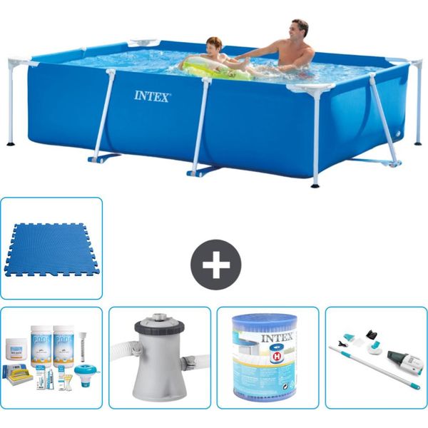 Piscina Intex Con Struttura Rettangolare - 260 X 160 X 65 Cm - Blu - Pacchetto Manutenzione Incluso - Pompa Filtro Per Piscina - Filtro - Aspirapolvere - Pavimento In Piastrelle-image