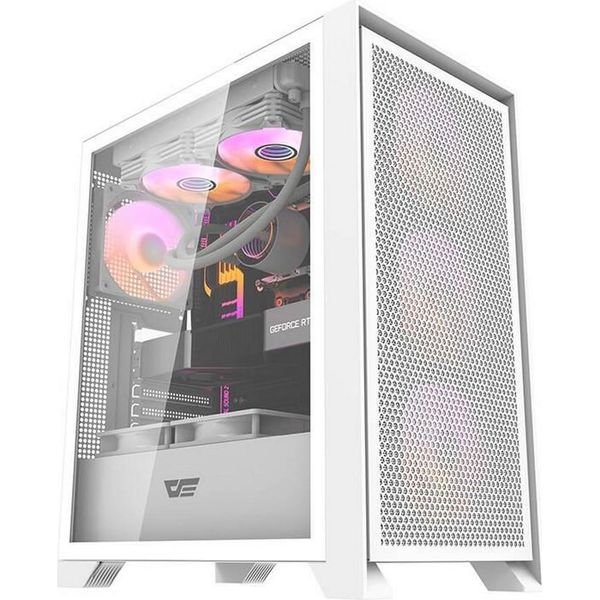 Darkflash Darkflash DRX70 Mesh Computer Case (White) + 4 Rgb Fans-image