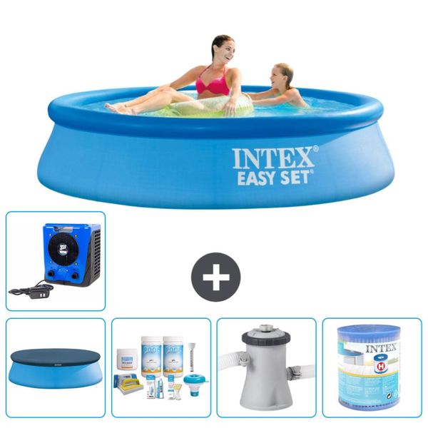 Piscina Gonfiabile Rotonda Intex Easy Set - 244 X 61 Cm - Blu - Include Copertura - Pacchetto Manutenzione - Pompa Filtro Per Piscina - Filtro - Pompa Di Calore-image