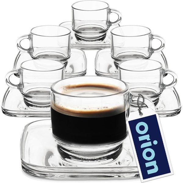 Tazza Di Vetro Tazza Da Caffè Tazza Da Caffè Espresso Con Piattino Di Vetro 75 Ml 6 Pz.-image