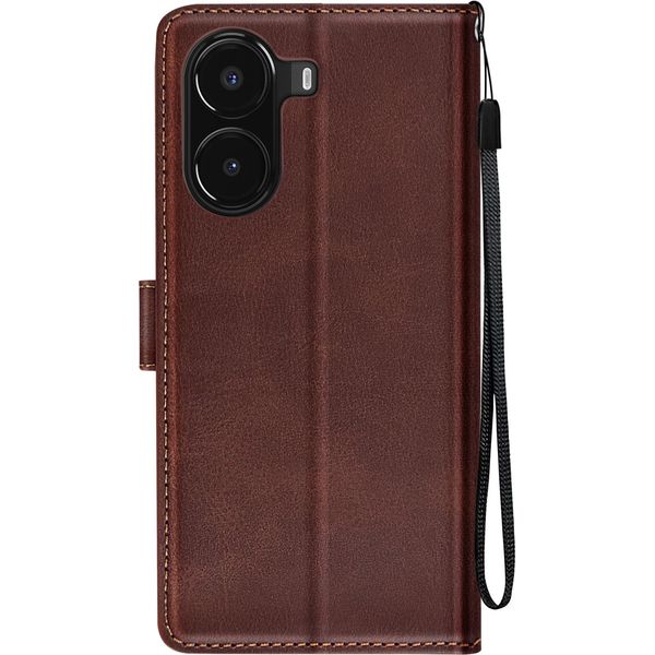 Avizar, Cover Per Xiaomi Poco X7 Pro Con Dragonne, Custodia Flip, Supporto Per Portafoglio, Marrone Scuro-image