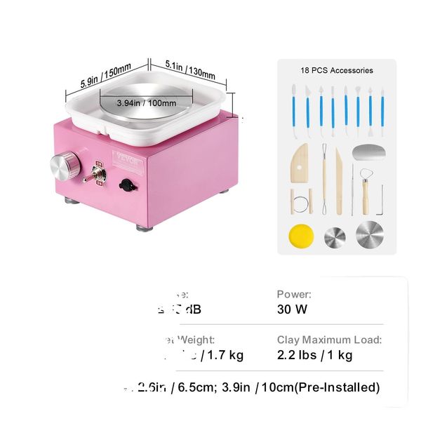 Mini Tornio Da Vasaio, Velocità Regolabile 0-320 Giri/Min, Design Leggero, Rosa-image