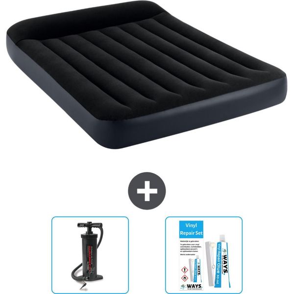 Intex Airbed - Letto Matrimoniale - 137 X 191 X 25 Cm - Blu Scuro - Include Pompa E Kit Di Riparazione-image
