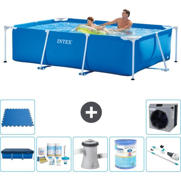 Piscina Intex Con Struttura Rettangolare - 260 X 160 X 65 Cm - Blu - Include Copertura - Pacchetto Di Manutenzione - Pompa Filtro Per Piscina - Filtro - Aspirapolvere - Piastrelle Per Pavimento-image