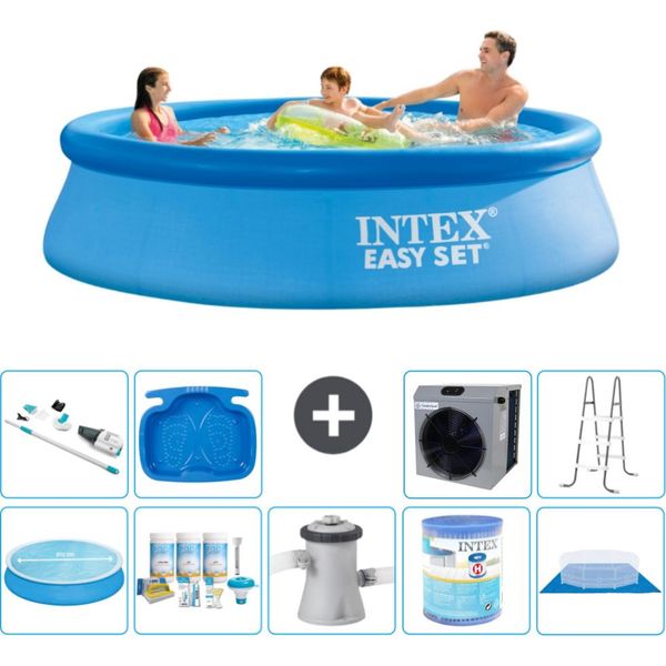 Piscina Gonfiabile Rotonda Intex Easy Set - 305 X 76 Cm - Blu - Include Tenda Da Sole - Pacchetto Manutenzione - Pompa Filtro Per Piscina - Filtro - Telo Di Fondo - Aspirapolvere-image