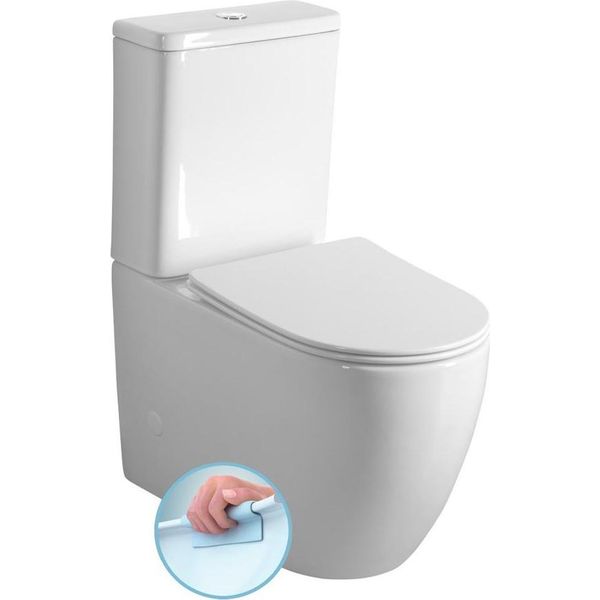 Wc Combinato Infinity, Senza Bordo, Scarico Verticale/Orizzontale, Bianco-image