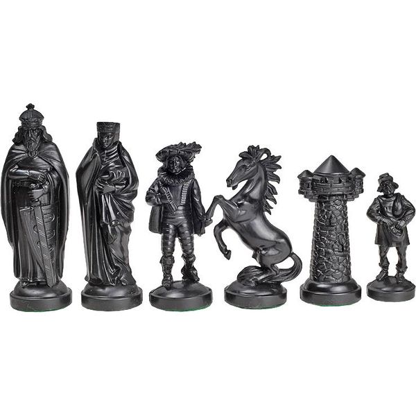 Figure Medievali Stilizzate Di Scacchi, Nero E Oro (Re 98 Mm)-image