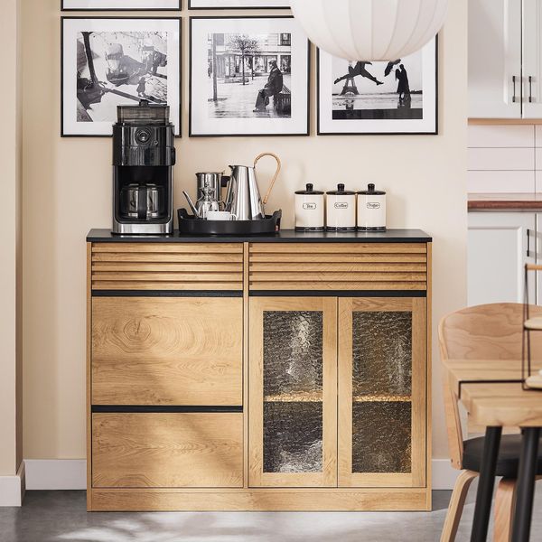 Sobuy FSB99-N Credenza Cassettiera Armadio Da Cucina Armadio Da Corridoio Armadio Laterale Credenza Bassa Armadio Tv Armadio Microonde Vintage Wd Ca. 112X89X40Cm-image