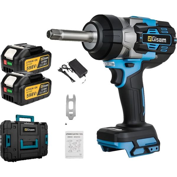 Avvitatore A Impulsi, Coppia Massima 2800 N-M, Regime Minimo 7600 Giri/Min, Motore Brushless, Scatola Di Plastica Con 2 Batterie-image
