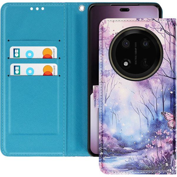 Avizar, Custodia Flip Per Honor Magic 7 Lite Stile Portafoglio, Blu/Rosa-image