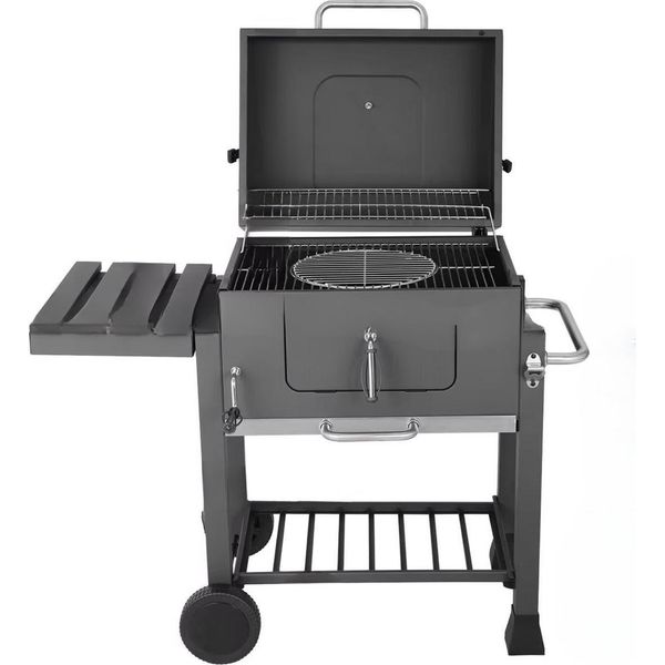 Carrello Per Grigliatexxl - Barbecue A Carbonella Con Apribottiglie E Cassetto Cenere Rimovibile - Contenitore Per Carbonella Regolabile - Con Ripiani Laterali E Ganci - Nero - 116×55,7×100Cm-image