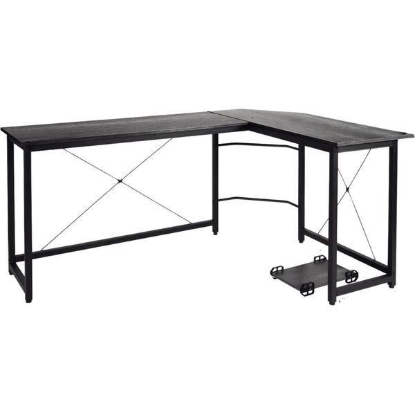 Scrivania Angolare A L - 167 Cm - Per L'home Office, Il Gaming E L'ufficio - Grigio Scuro - Con Area Pc E Laptop-image