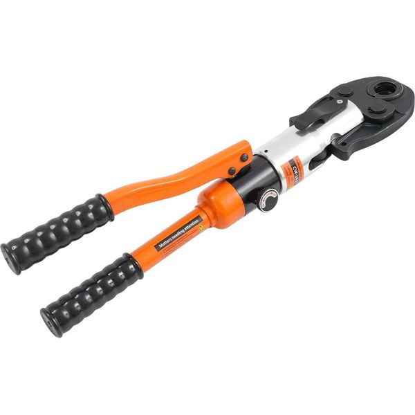 Pinze Per Pressatura Tubi - Utensile Manuale Per Pressatura Idraulica - 10 T - 9 Ganasce Per Pressatura V12/15/18/22/28 Mm + TH16/20/26/32 Mm - Impugnatura Curva - Arancione-image