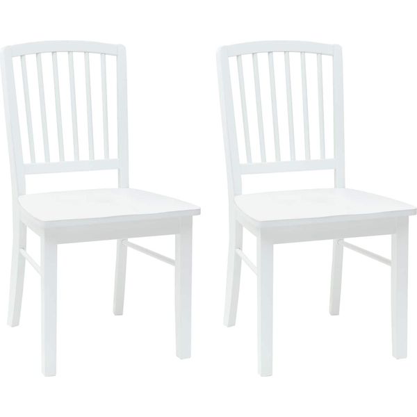 Vidaxl Sedie Da Pranzo 2 Pezzi Bianco 50 X 52,5 X 91 Cm Legno Di Gomma Massiccio-image